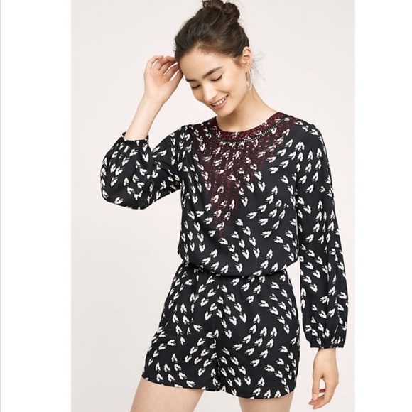 Anthropologie Ranna Gill Madine Printed Embroidered Romper - Size Medium - Picture 1 of 11